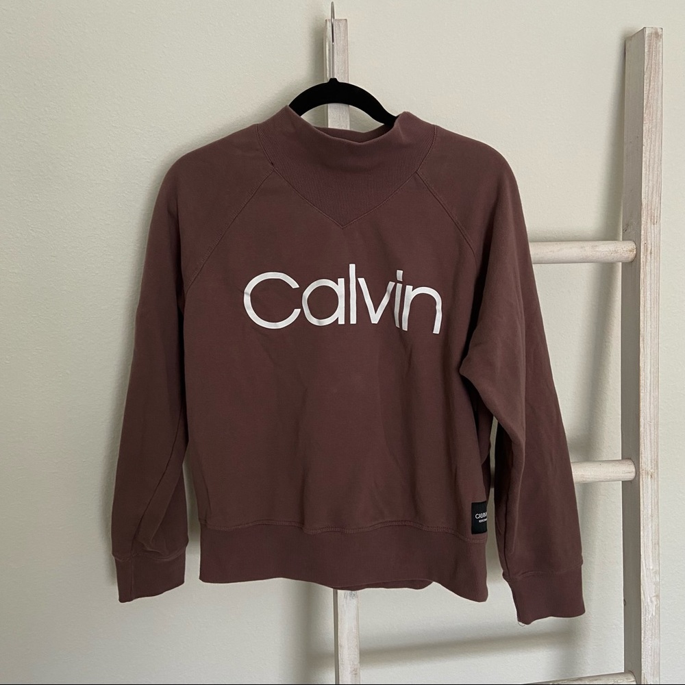Calvin Klein Large Brown Mock Neck Pullover